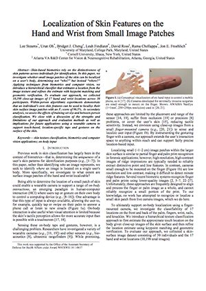 Localization of Skin Features on the Hand And Wrist from Small Image Patches